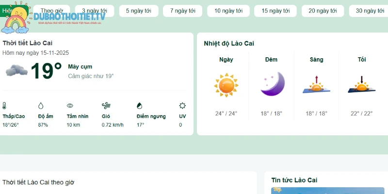 Hôm nay Lào Cai có khả năng mưa về tối muộn