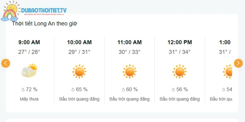 Hôm nay Long An có tỷ lệ mưa cao, giông mạnh