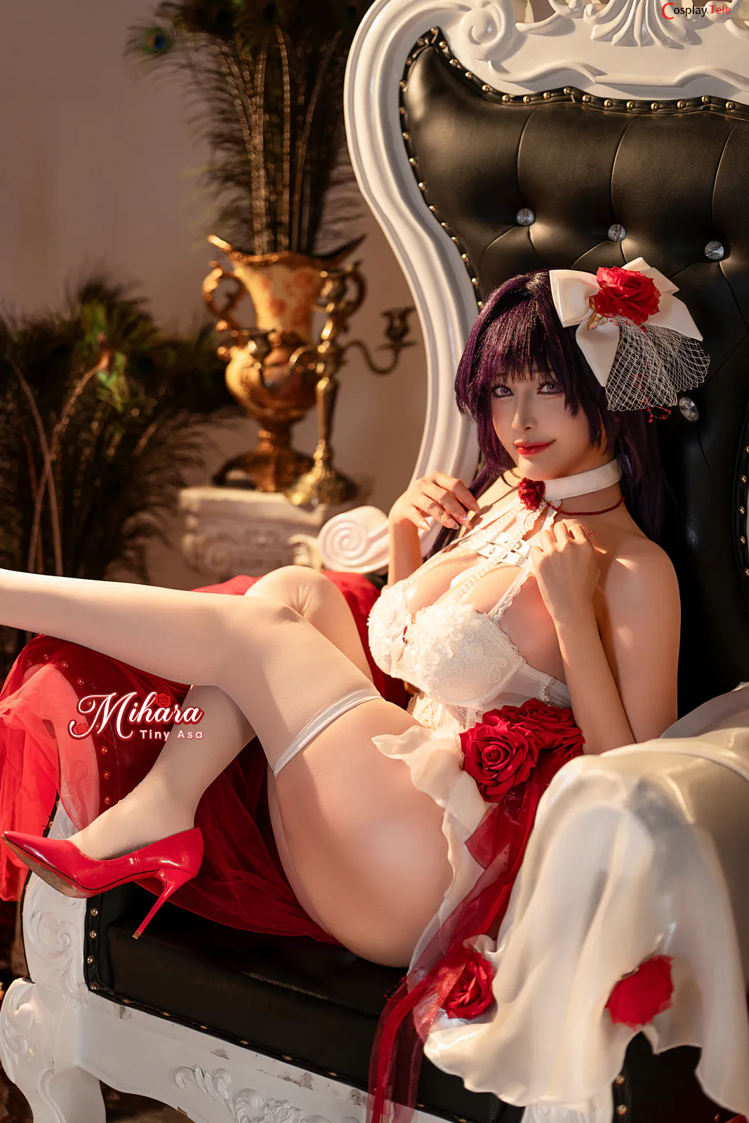 Tiny Asa diện tóc tím và sừng đỏ cosplay Mihara Pain Eater sexy