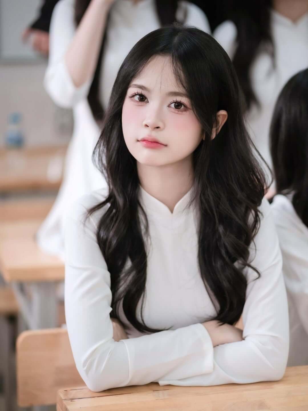 Girl xinh áo dài trắng khoe vẻ đẹp gợi cảm và sự tự tin rạng ngời