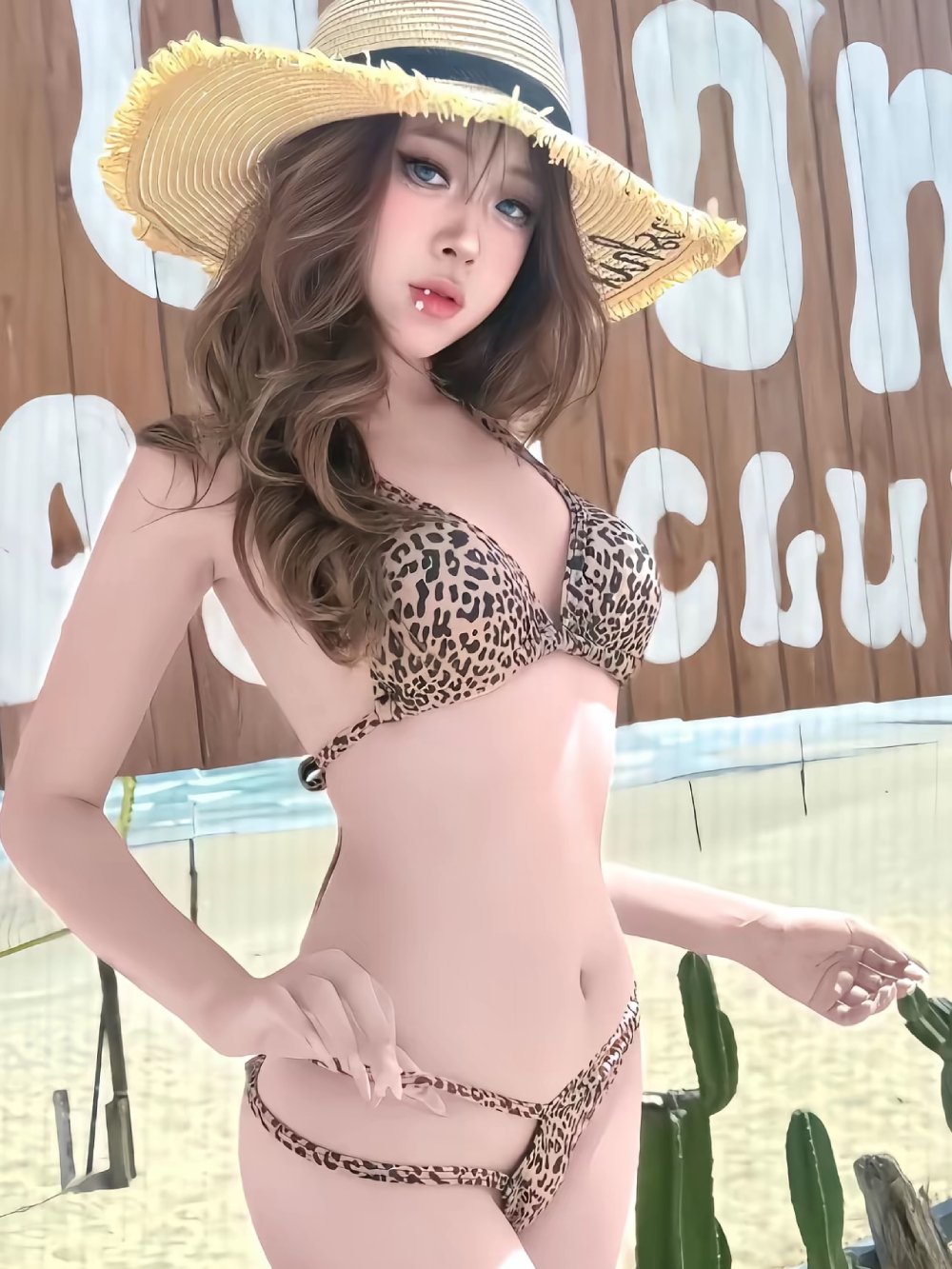 Cô gái xinh mang bikini màu pastel dịu dàng dễ thương