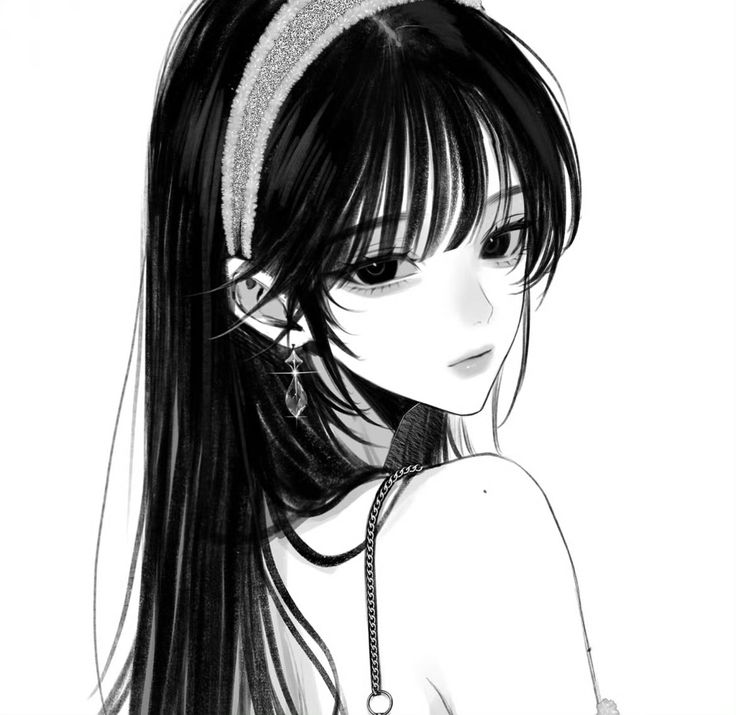 Ảnh Anime Nữ Đen Trắng 3