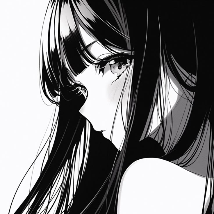 Ảnh Anime Nữ Đen Trắng 9