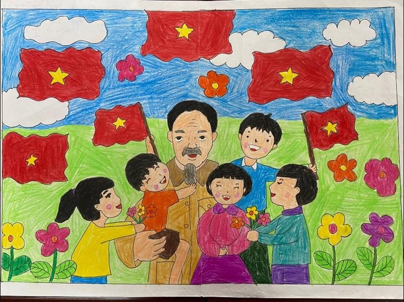 vẽ tranh Bác Hồ với thiếu nhi 43
