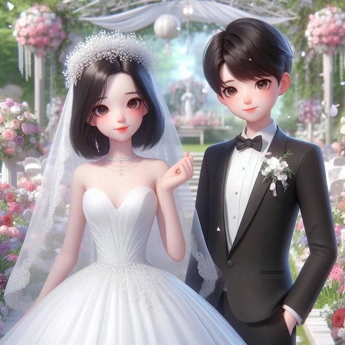 hình cô dâu chú rể chibi 3